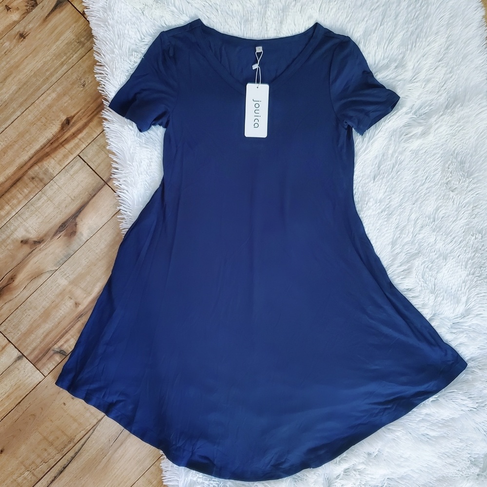 Short Sleeve Swing Dress in Navy